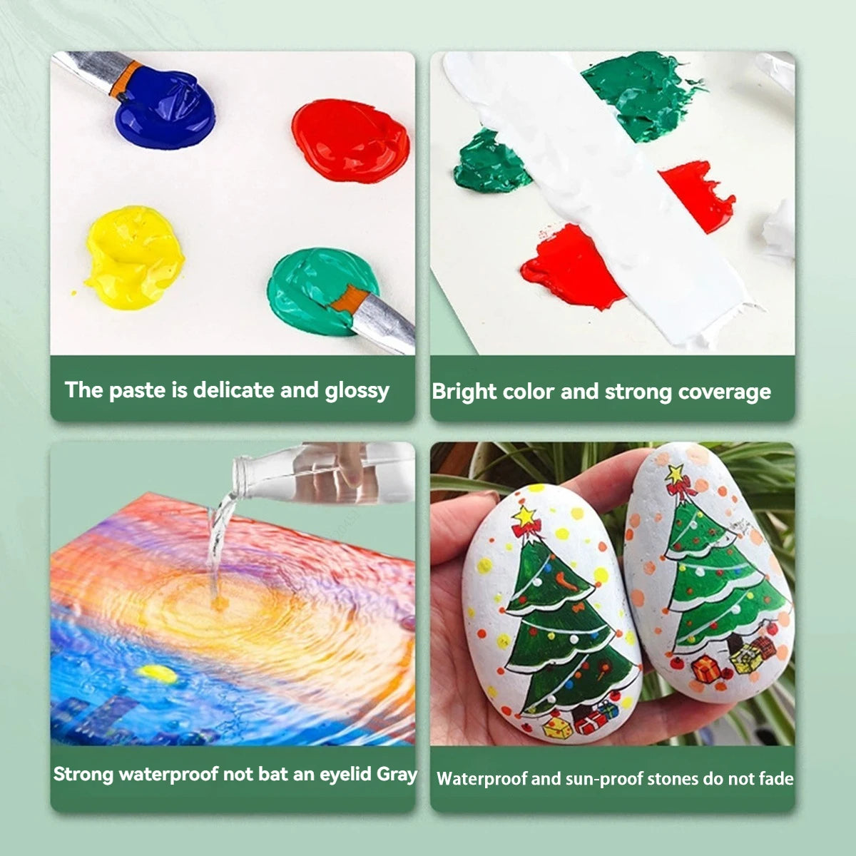 12/24/36 Colors Acrylic Paint Set 5ml/12ml Water-Proof Portable Art Rich Pigments for DlY Craft,Drawing,Painting,Canvas, Rock