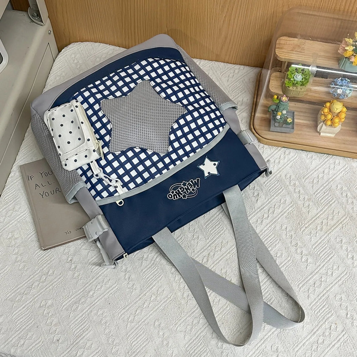 Blue Large Capacity Backpack for Elementary School Girls Dual Shoulder Lightweight Bookbag High Aesthetic Value School Bag