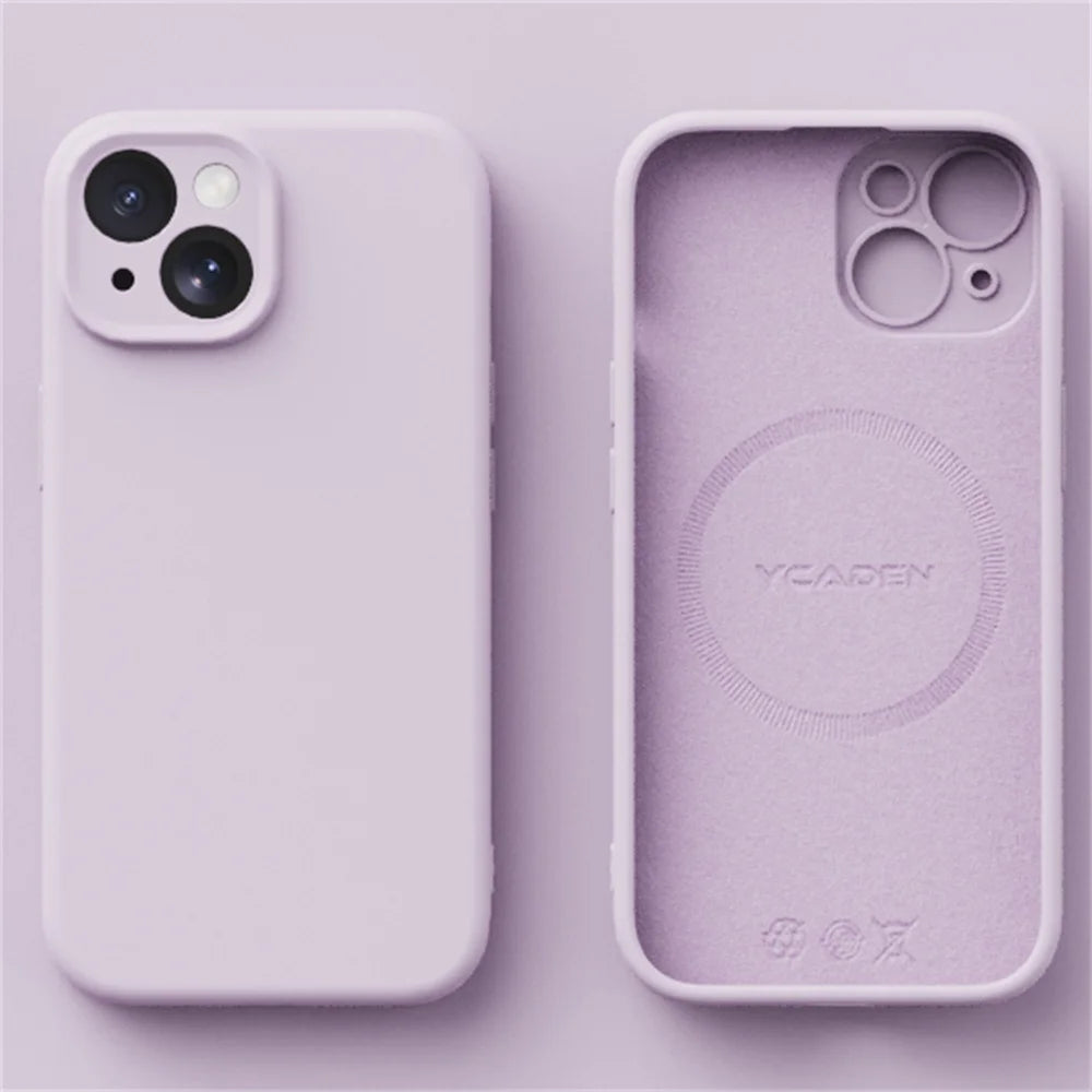 Liquid Silicone Case for iPhone 16 ProMax 15 Pro 14Pro Max 13 12 11 Magnetic wireless charging Soft Skin Smooth Cover Bumper