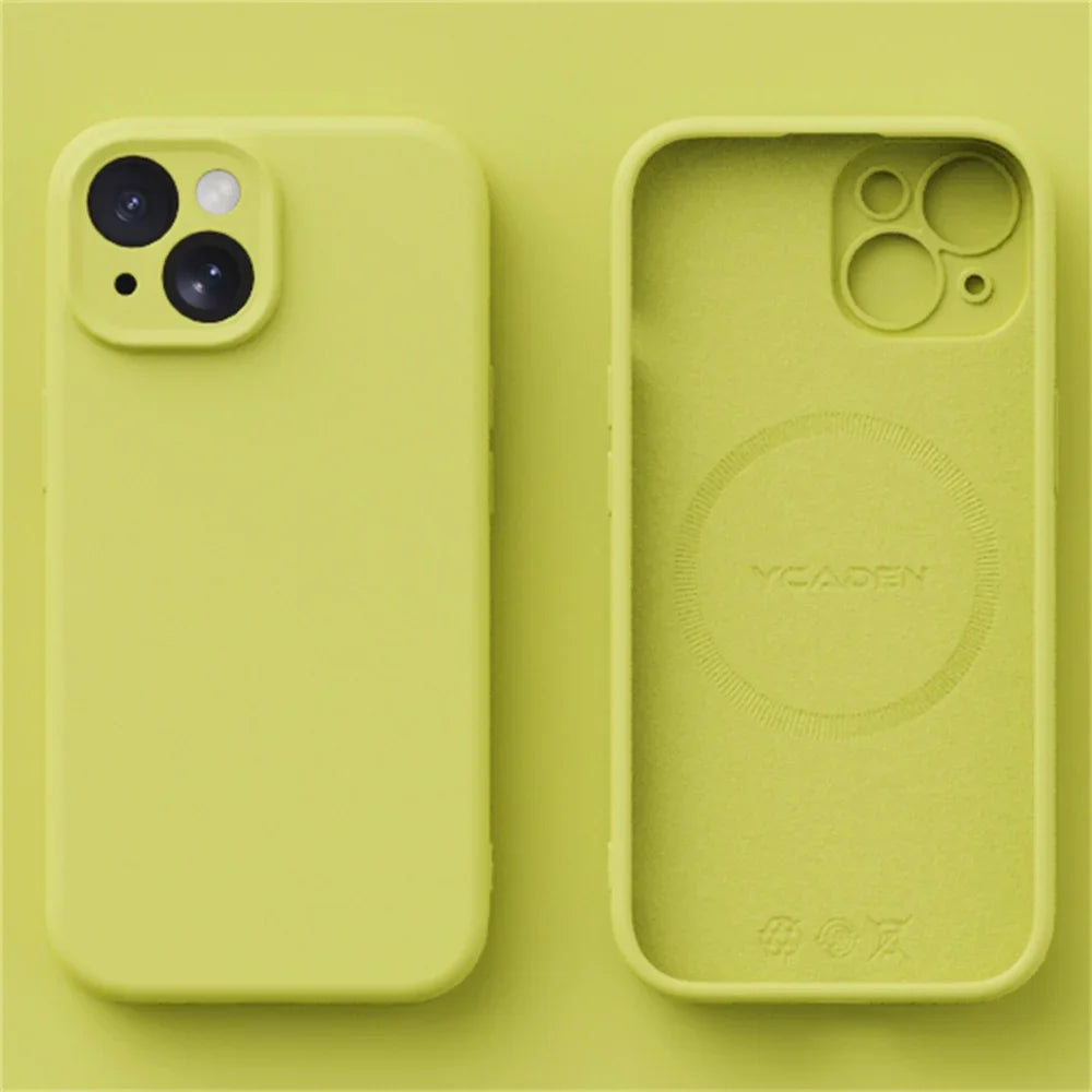 Liquid Silicone Case for iPhone 16 ProMax 15 Pro 14Pro Max 13 12 11 Magnetic wireless charging Soft Skin Smooth Cover Bumper