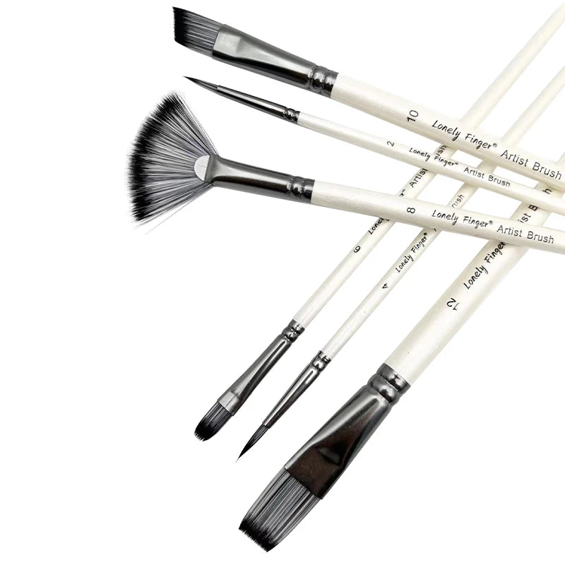 6/12pcs Acrylic Paint Brushes Set for Acrylic Oil Watercolor Gouache Artist Professional Painting Kits with Synthetic Nylon Tips