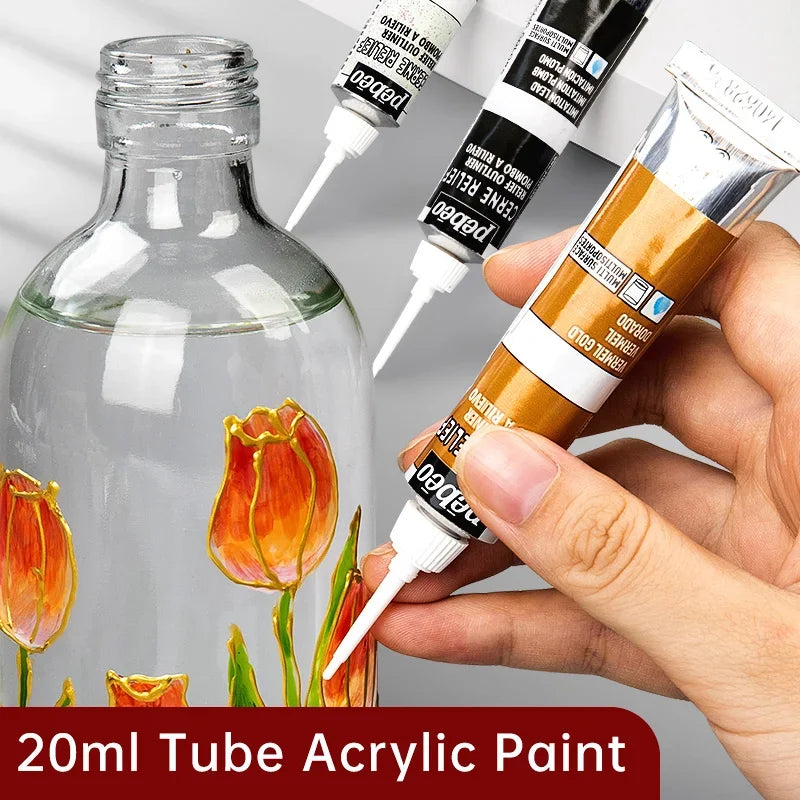 PEBEO Acrylic Paint 20 ML Waterproof Acrylic Paint Tube Wood/Canvas/Fabric Painting Rich Glass Pigments Artist Drawing Supplies
