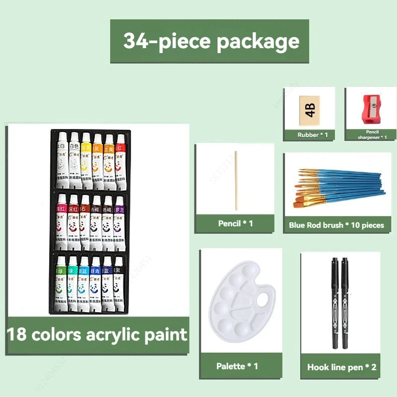 12/24/36 Colors Acrylic Paint Set 5ml/12ml Water-Proof Portable Art Rich Pigments for DlY Craft,Drawing,Painting,Canvas, Rock