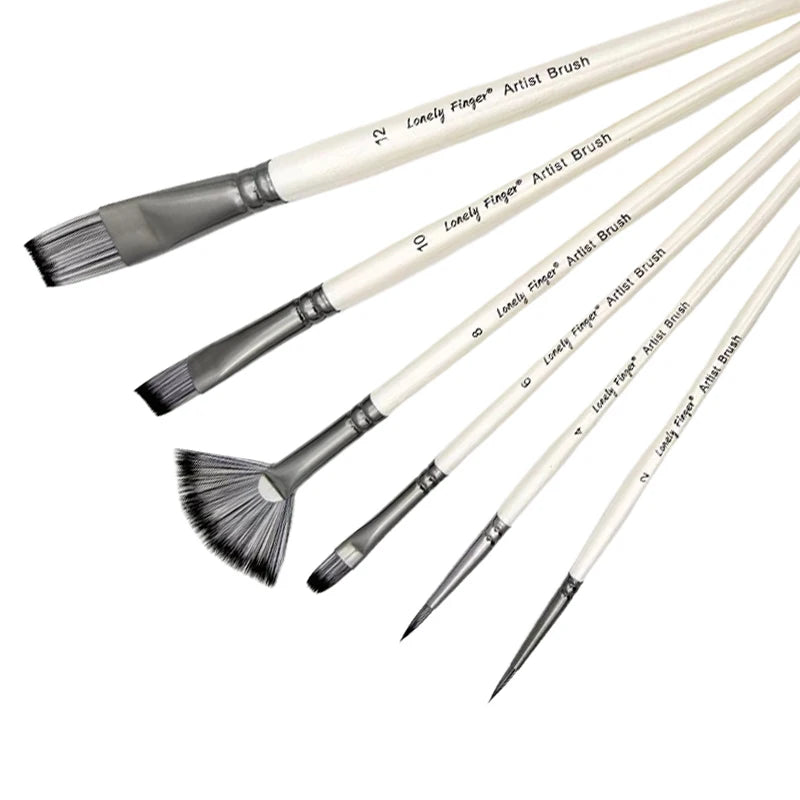 6/12pcs Acrylic Paint Brushes Set for Acrylic Oil Watercolor Gouache Artist Professional Painting Kits with Synthetic Nylon Tips