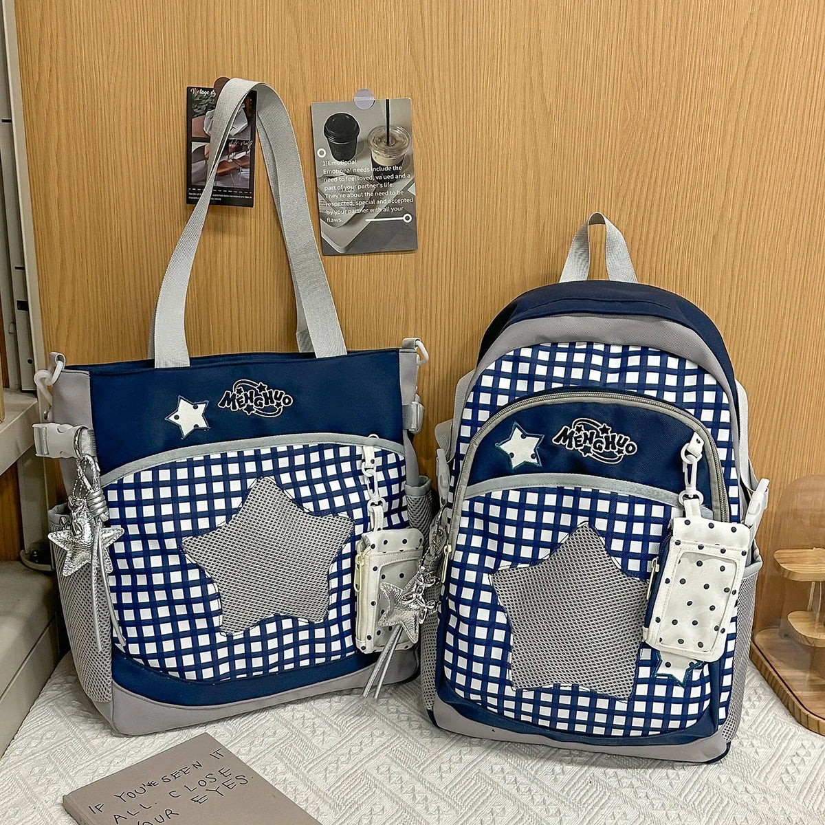 Blue Large Capacity Backpack for Elementary School Girls Dual Shoulder Lightweight Bookbag High Aesthetic Value School Bag