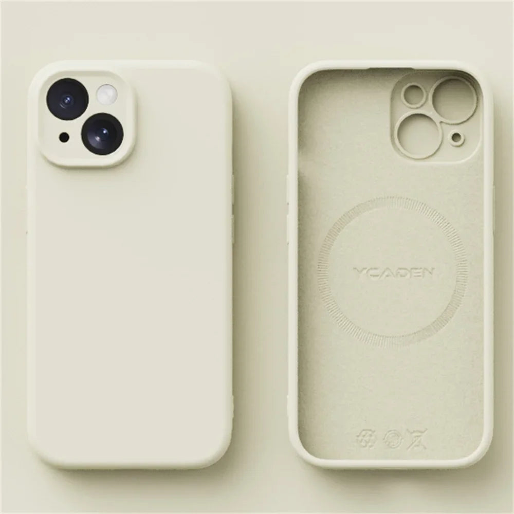 Liquid Silicone Case for iPhone 16 ProMax 15 Pro 14Pro Max 13 12 11 Magnetic wireless charging Soft Skin Smooth Cover Bumper