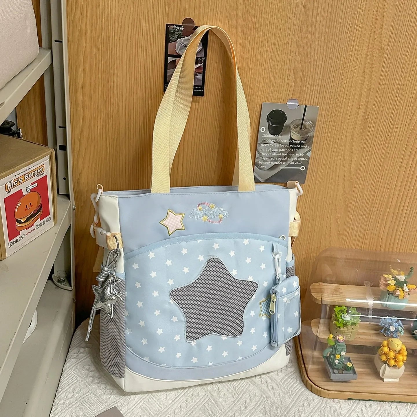 Blue Large Capacity Backpack for Elementary School Girls Dual Shoulder Lightweight Bookbag High Aesthetic Value School Bag