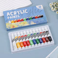 12 Colors 12ml Acrylic Paint Set, Non-Toxic Professional Art Pigments, Ideal for Canvas Wood Ceramic DIY Crafts, Safe for Artist