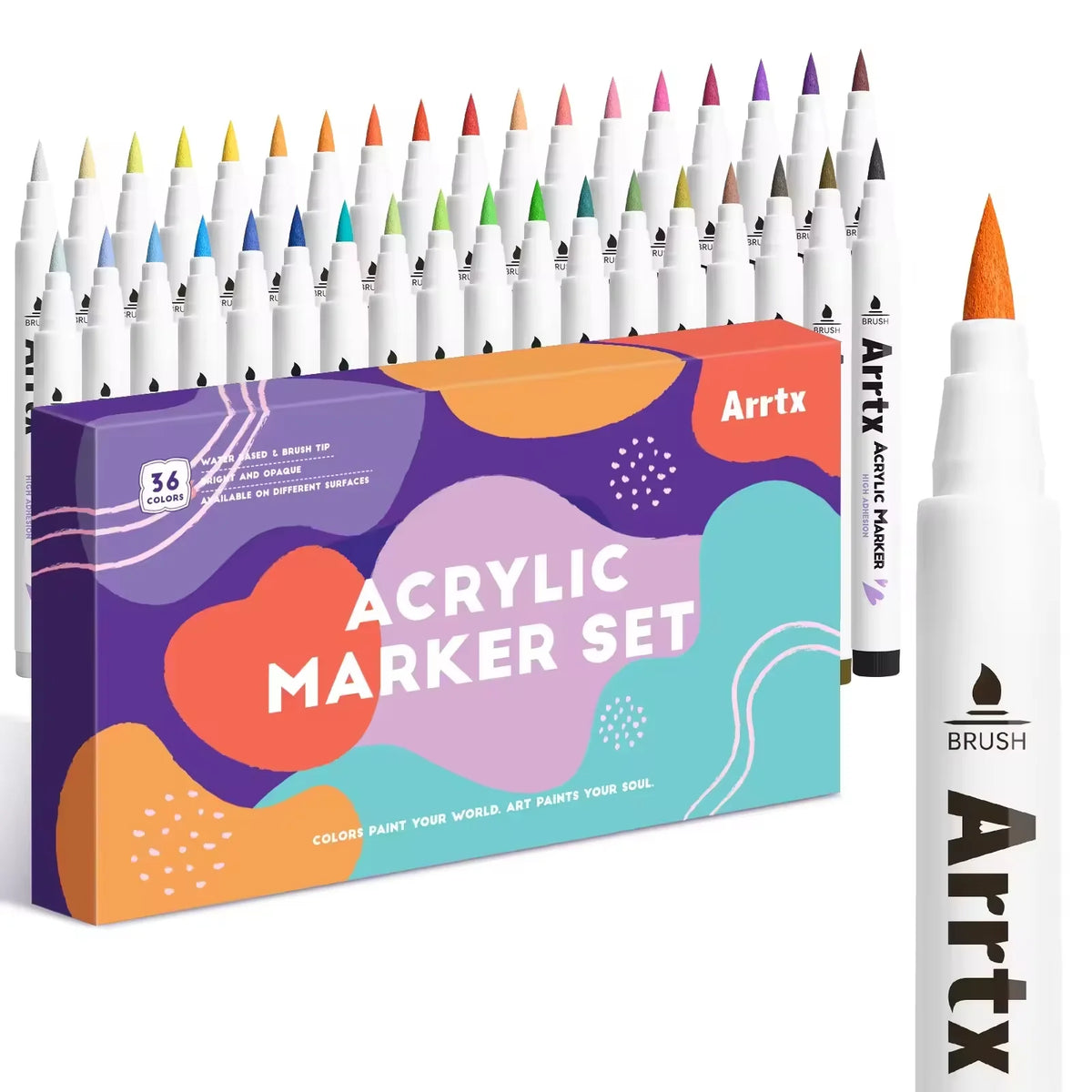 Arrtx Acrylic Paint Pens Paint Markers Pens for Artists Adults Coloring Drawing Scenery Landscape Natural- Brush Tip
