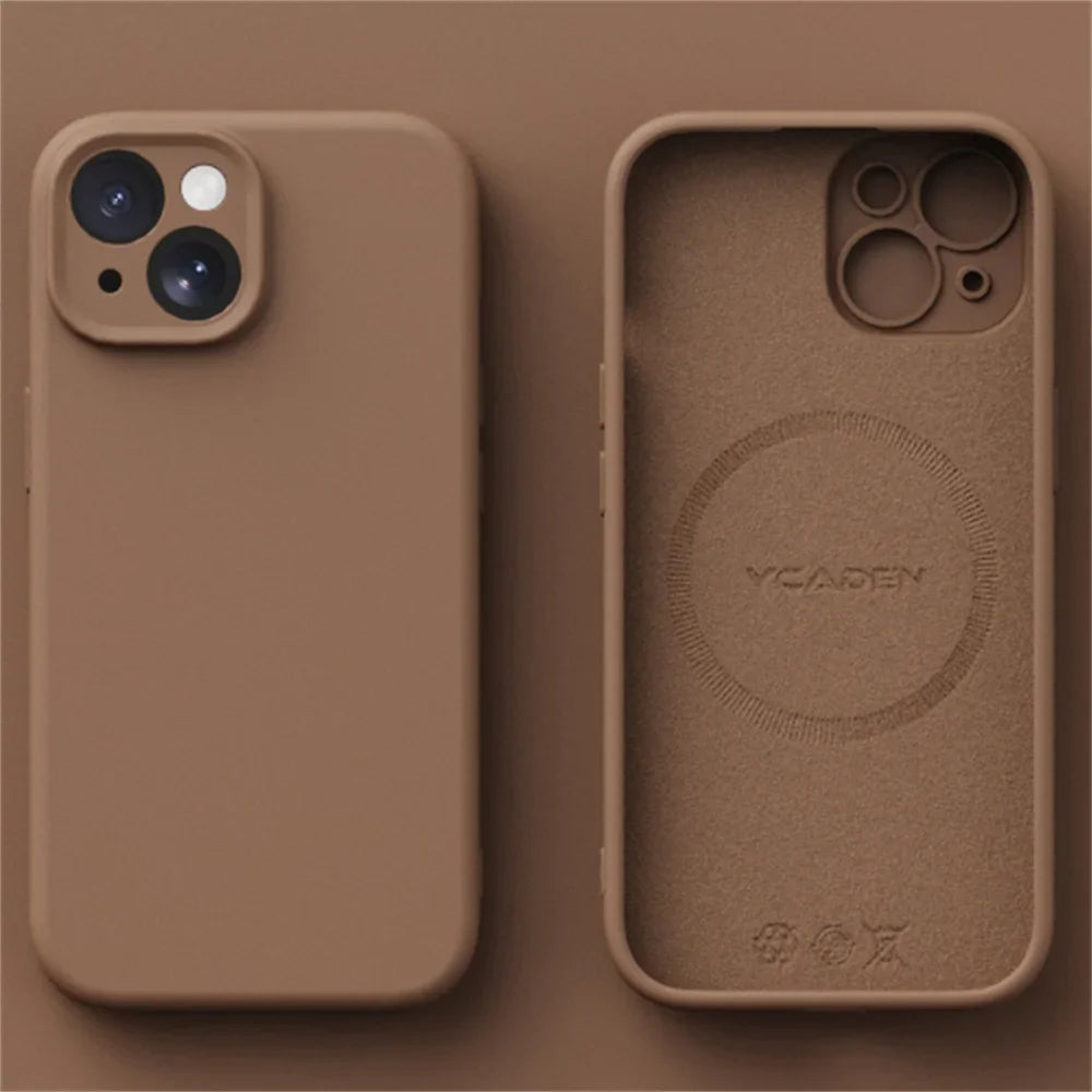 Liquid Silicone Case for iPhone 16 ProMax 15 Pro 14Pro Max 13 12 11 Magnetic wireless charging Soft Skin Smooth Cover Bumper