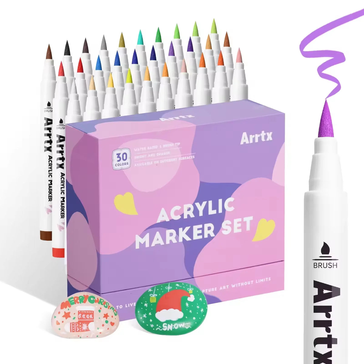Arrtx Acrylic Paint Pens Paint Markers Pens for Artists Adults Coloring Drawing Scenery Landscape Natural- Brush Tip