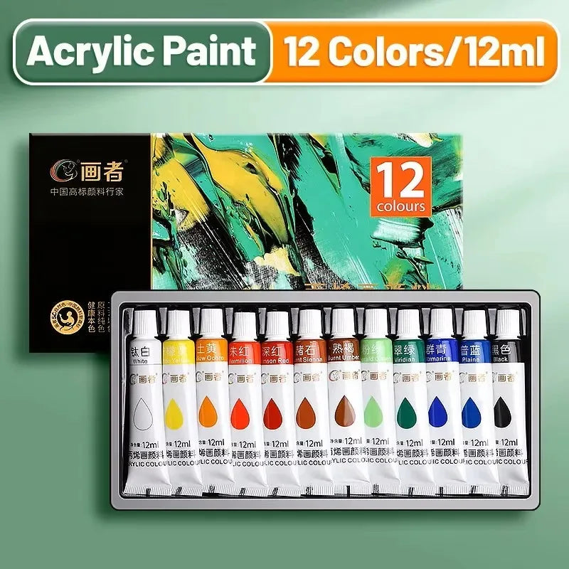 12/24/36 Colors Acrylic Paint Set 5ml/12ml Water-Proof Portable Art Rich Pigments for DlY Craft,Drawing,Painting,Canvas, Rock