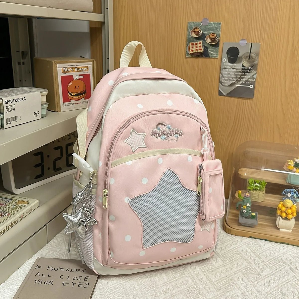 Blue Large Capacity Backpack for Elementary School Girls Dual Shoulder Lightweight Bookbag High Aesthetic Value School Bag