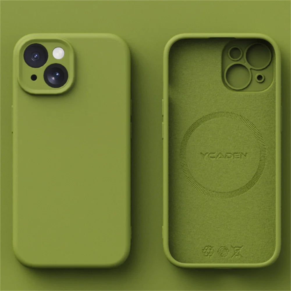 Liquid Silicone Case for iPhone 16 ProMax 15 Pro 14Pro Max 13 12 11 Magnetic wireless charging Soft Skin Smooth Cover Bumper