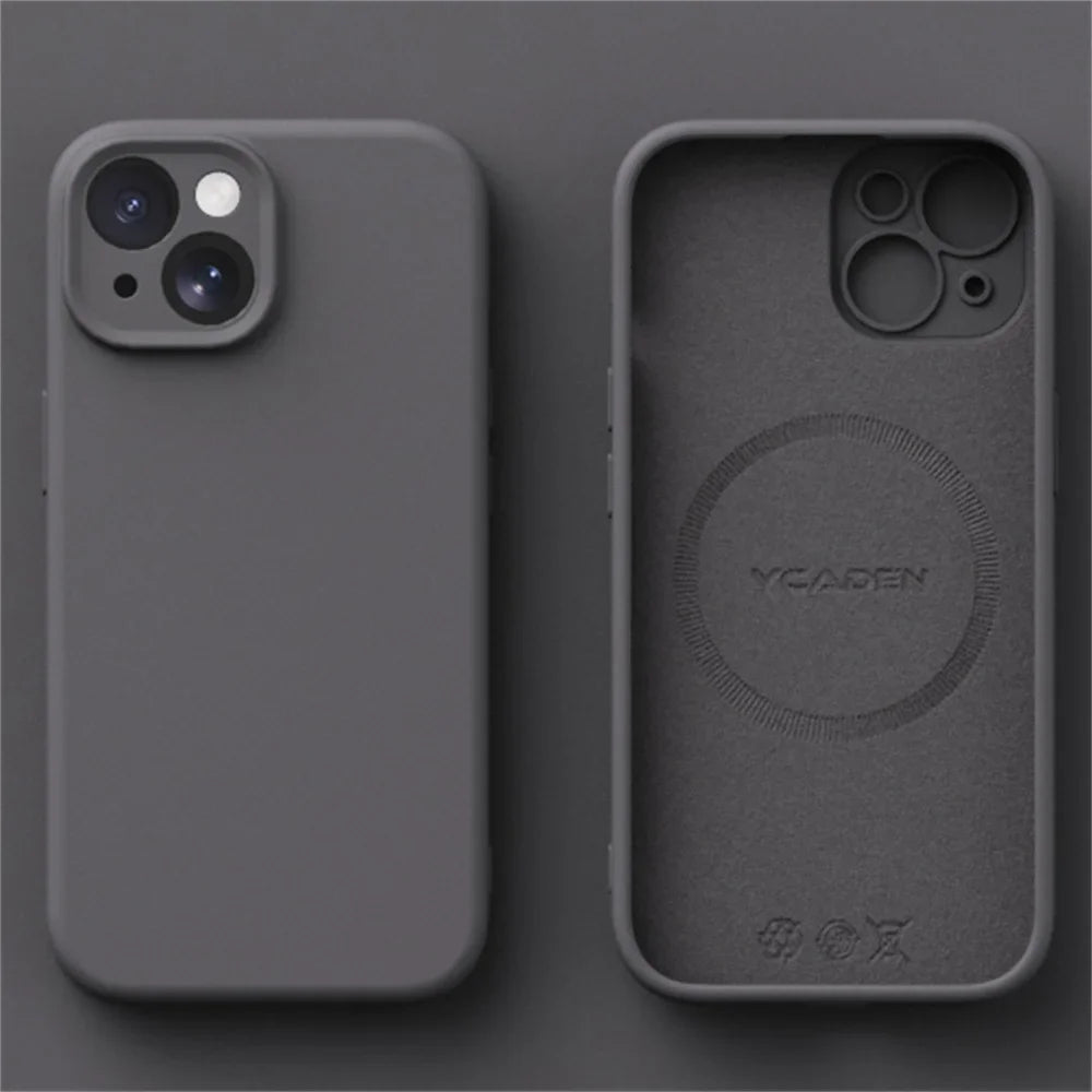 Liquid Silicone Case for iPhone 16 ProMax 15 Pro 14Pro Max 13 12 11 Magnetic wireless charging Soft Skin Smooth Cover Bumper