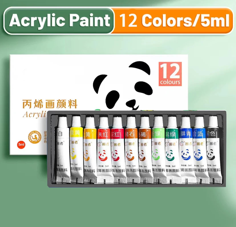 12/24/36 Colors Acrylic Paint Set 5ml/12ml Water-Proof Portable Art Rich Pigments for DlY Craft,Drawing,Painting,Canvas, Rock