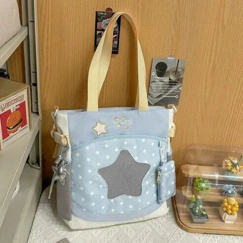 Blue Large Capacity Backpack for Elementary School Girls Dual Shoulder Lightweight Bookbag High Aesthetic Value School Bag