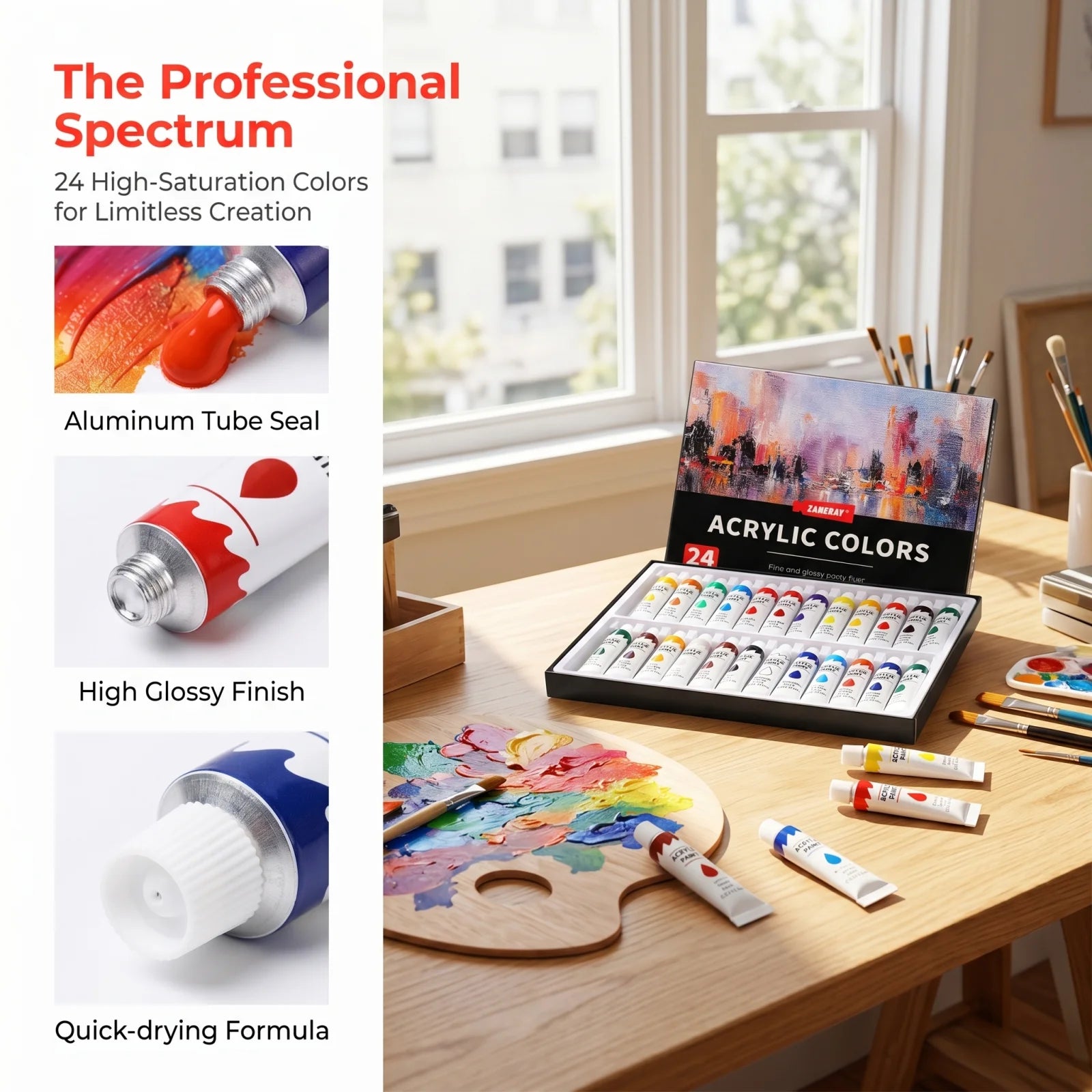 12/24 Colors Acrylic & Watercolor Paint Set, 6ml Tubes for Canvas Wood Ceramic, Art Supplies for Beginners & Artists