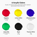LIGHTWISH Acrylic Paint, Set of 6 Colors, 75 ml Tubes, Rich Pigments, Non-Fading, Non-Toxic Paints for Artist & Hobby Painters