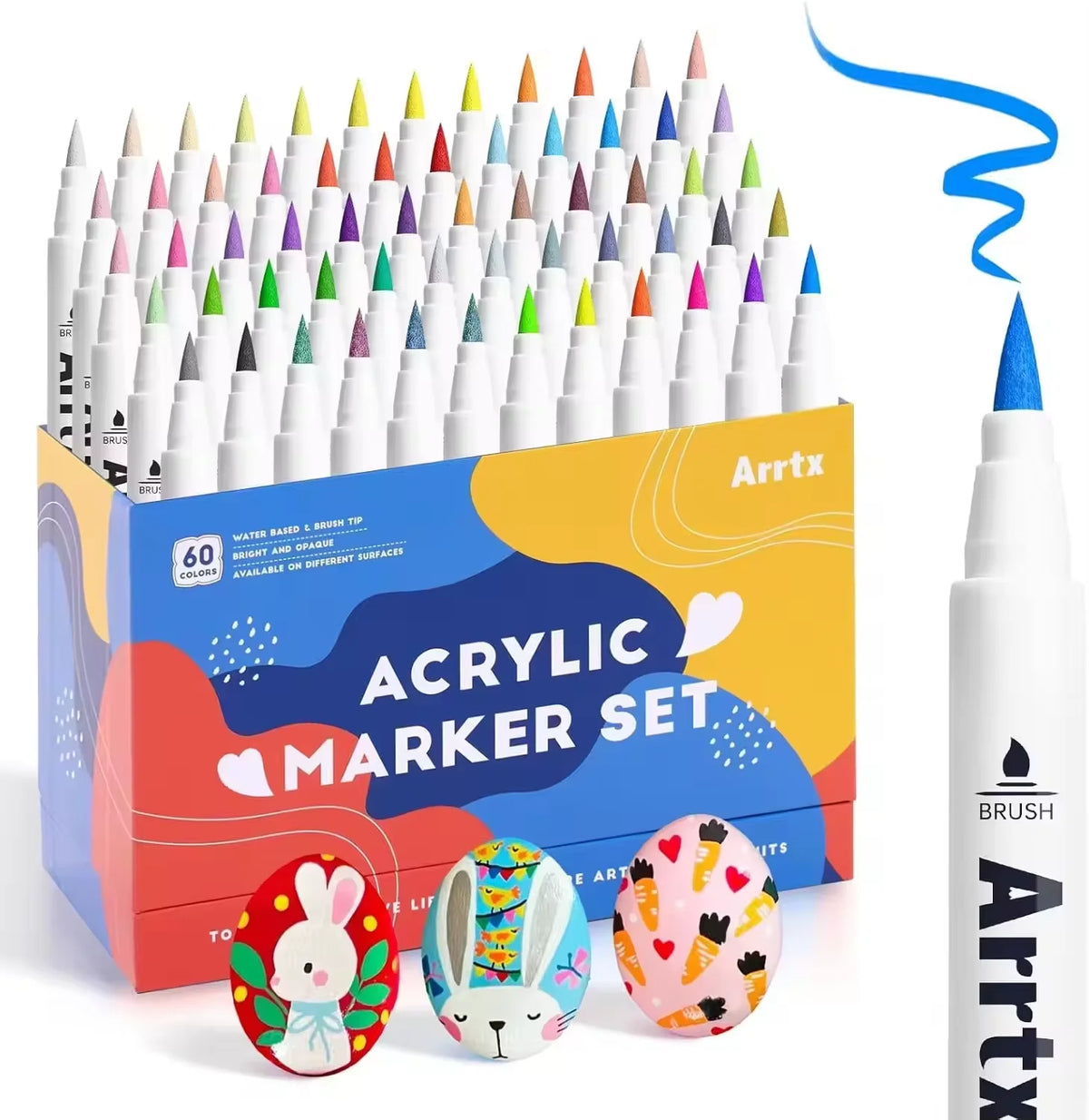 Arrtx Acrylic Paint Pens Paint Markers Pens for Artists Adults Coloring Drawing Scenery Landscape Natural- Brush Tip
