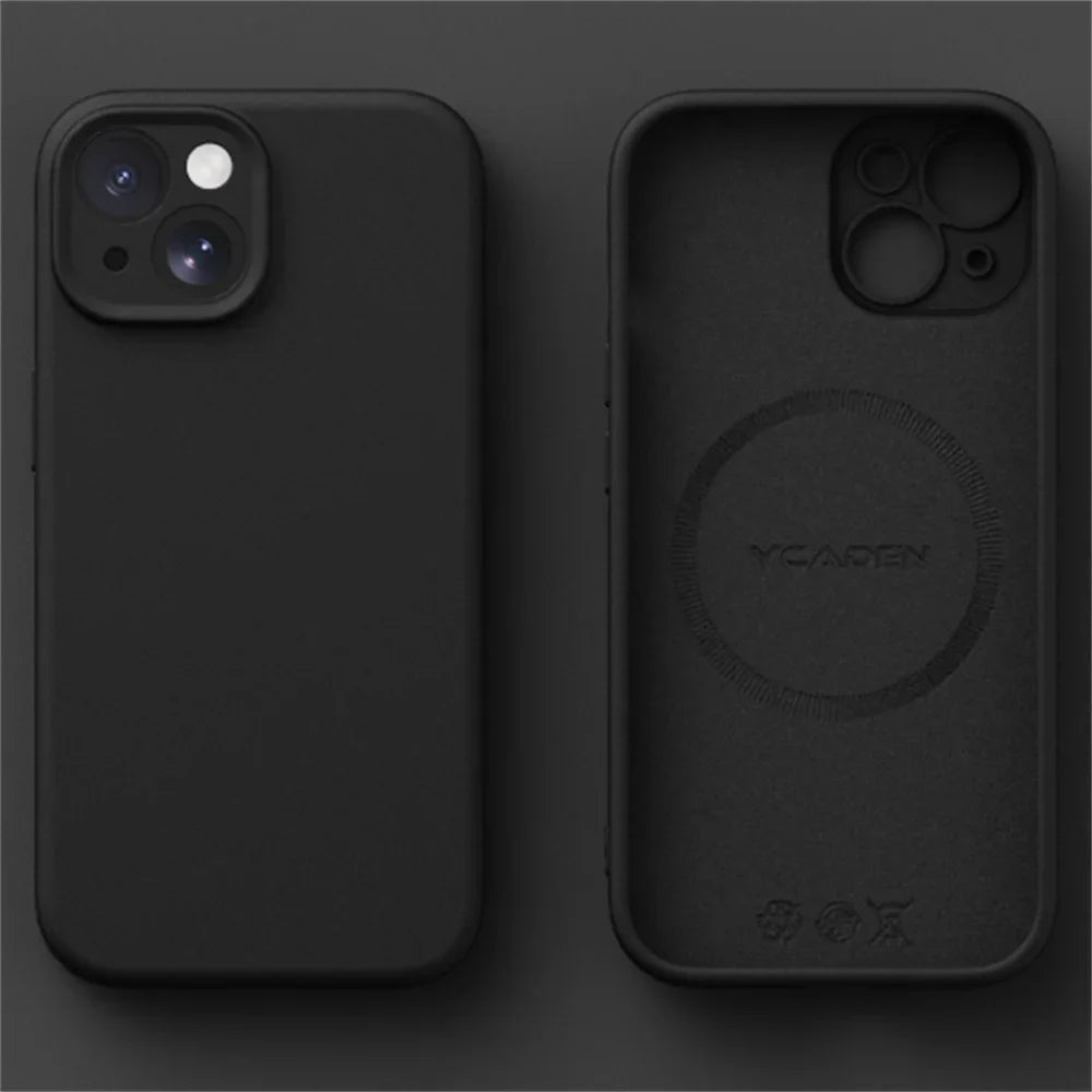 Liquid Silicone Case for iPhone 16 ProMax 15 Pro 14Pro Max 13 12 11 Magnetic wireless charging Soft Skin Smooth Cover Bumper