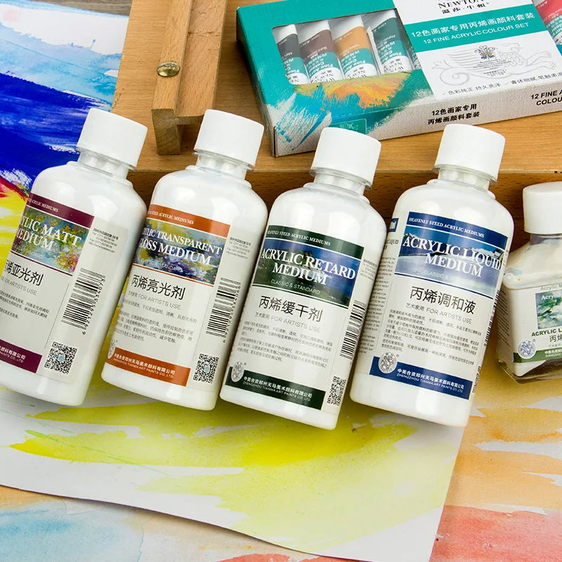 100/280ml Acrylic Blending Liquid Large-Capacity Milky White Acrylic Paint Thinner Gloss Painting Molding Paste Art Supplies