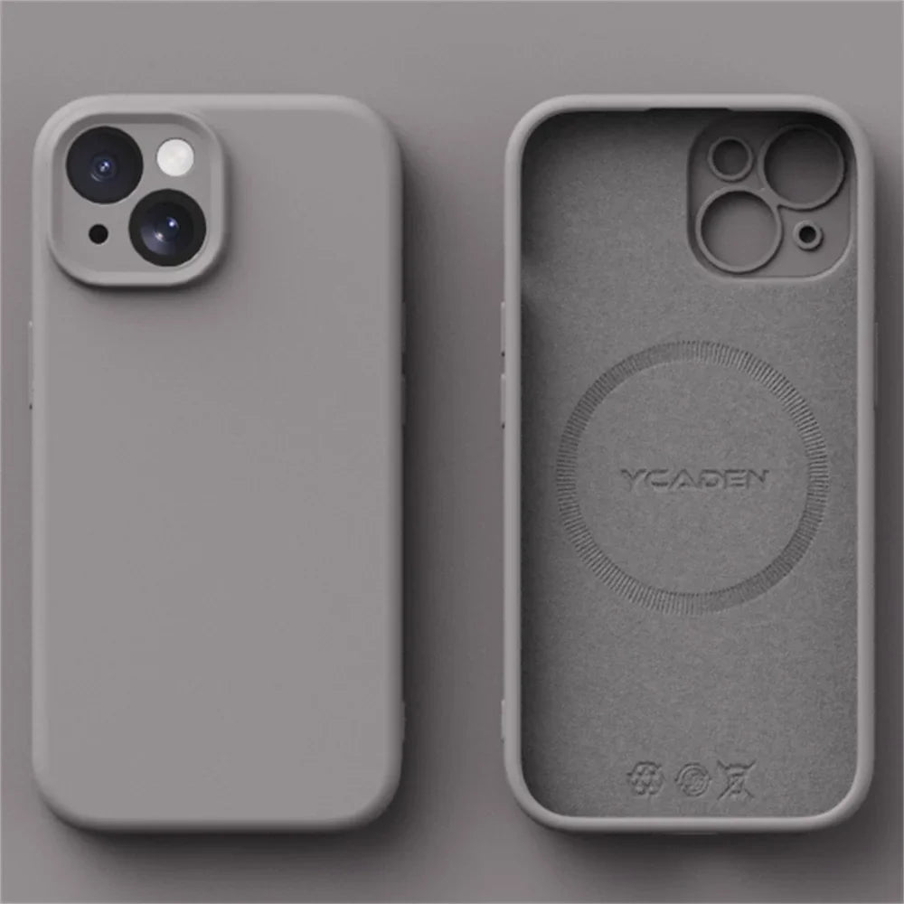 Liquid Silicone Case for iPhone 16 ProMax 15 Pro 14Pro Max 13 12 11 Magnetic wireless charging Soft Skin Smooth Cover Bumper