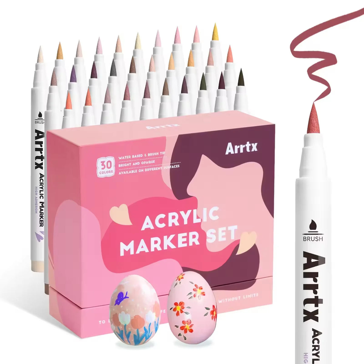 Arrtx Acrylic Paint Pens Paint Markers Pens for Artists Adults Coloring Drawing Scenery Landscape Natural- Brush Tip