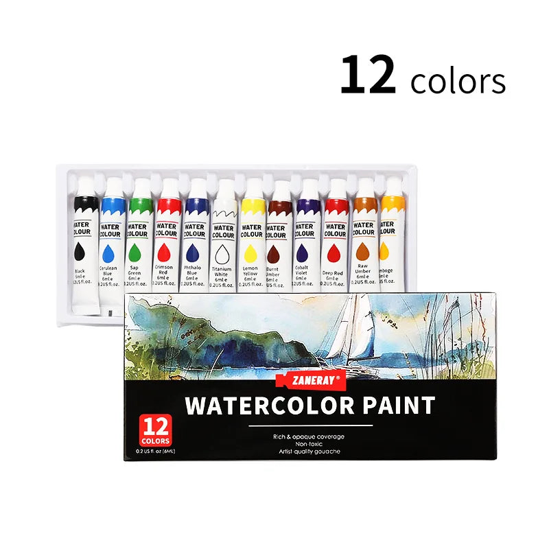 24 Colors Professional Acrylic Paint Set, 6ml Tubes for Canvas Wood Ceramic, Art Supplies for Beginners & Artists