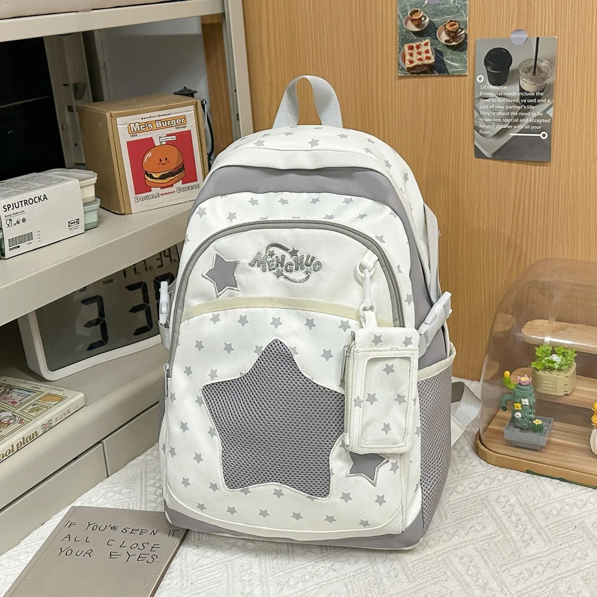Blue Large Capacity Backpack for Elementary School Girls Dual Shoulder Lightweight Bookbag High Aesthetic Value School Bag