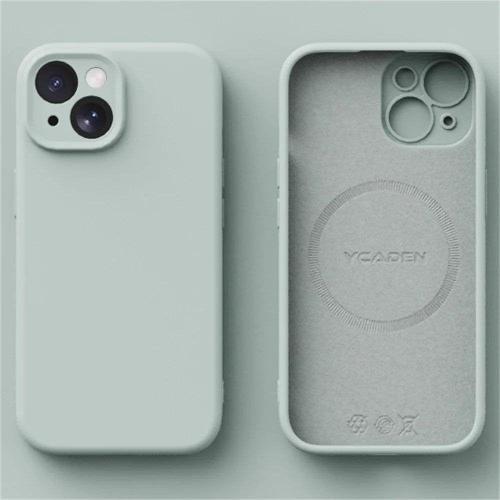 Liquid Silicone Case for iPhone 16 ProMax 15 Pro 14Pro Max 13 12 11 Magnetic wireless charging Soft Skin Smooth Cover Bumper