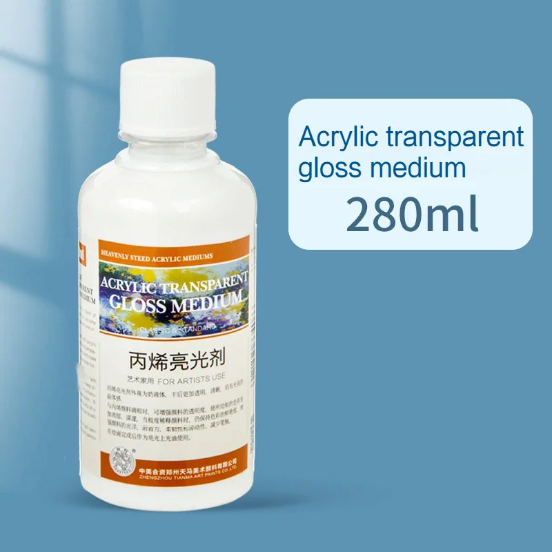 100/280ml Acrylic Blending Liquid Large-Capacity Milky White Acrylic Paint Thinner Gloss Painting Molding Paste Art Supplies