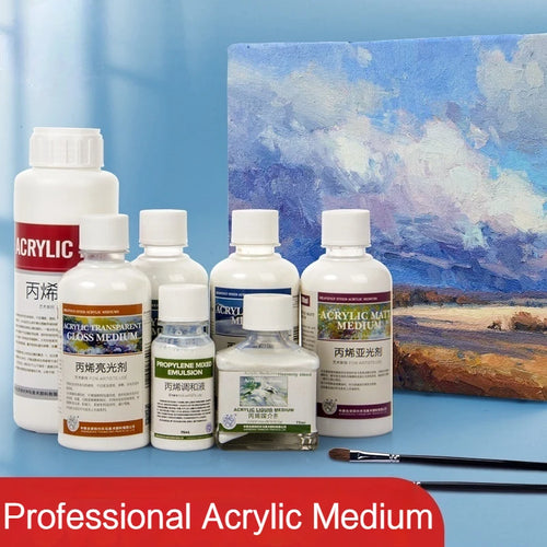 100/280ml Acrylic Blending Liquid Large-Capacity Milky White Acrylic Paint Thinner Gloss Painting Molding Paste Art Supplies
