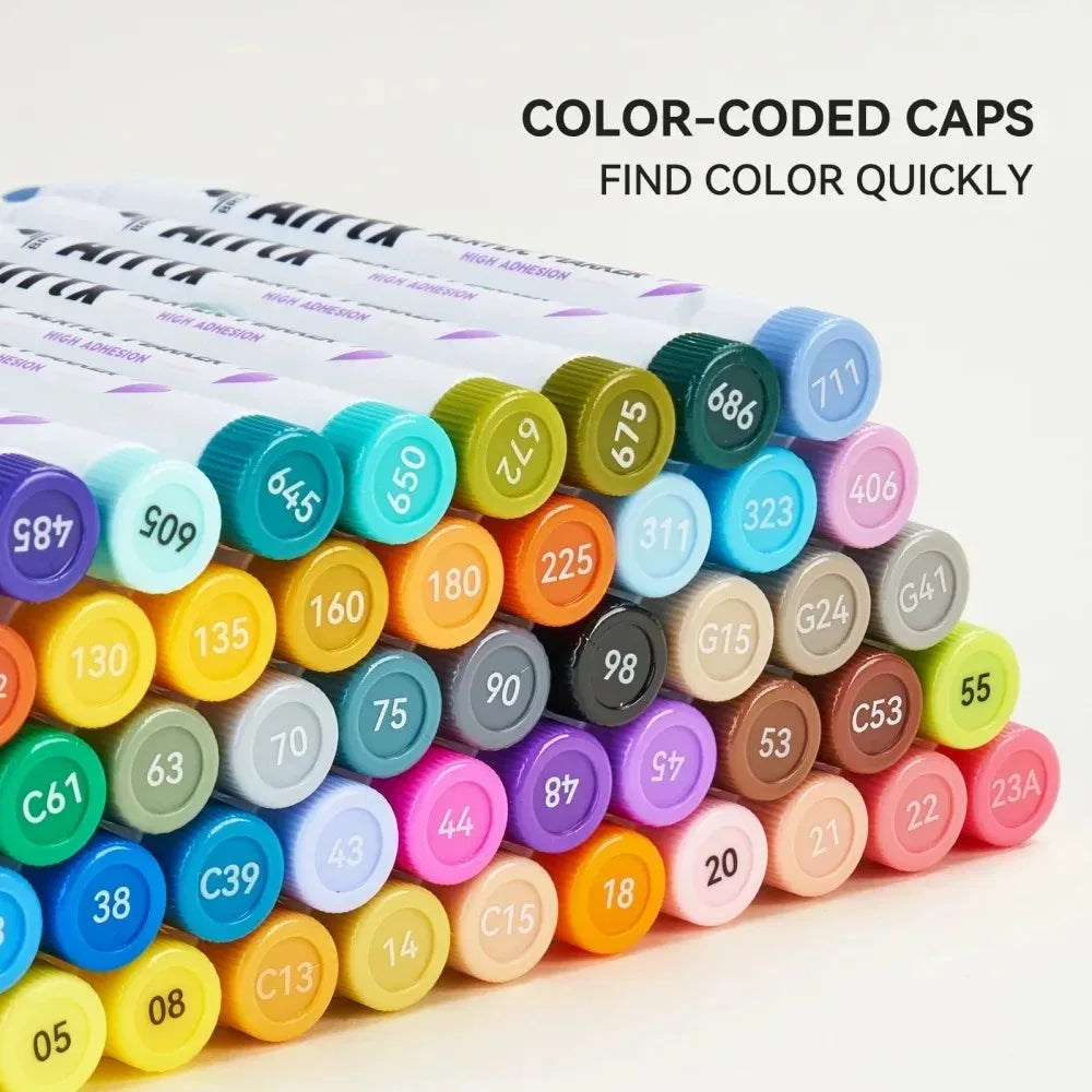 Arrtx Acrylic Paint Pens Paint Markers Pens for Artists Adults Coloring Drawing Scenery Landscape Natural- Brush Tip