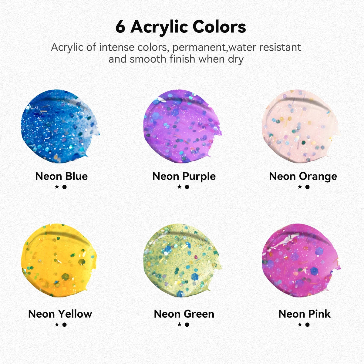 LIGHTWISH Acrylic Paint, Set of 6 Colors, 75 ml Tubes, Rich Pigments, Non-Fading, Non-Toxic Paints for Artist & Hobby Painters