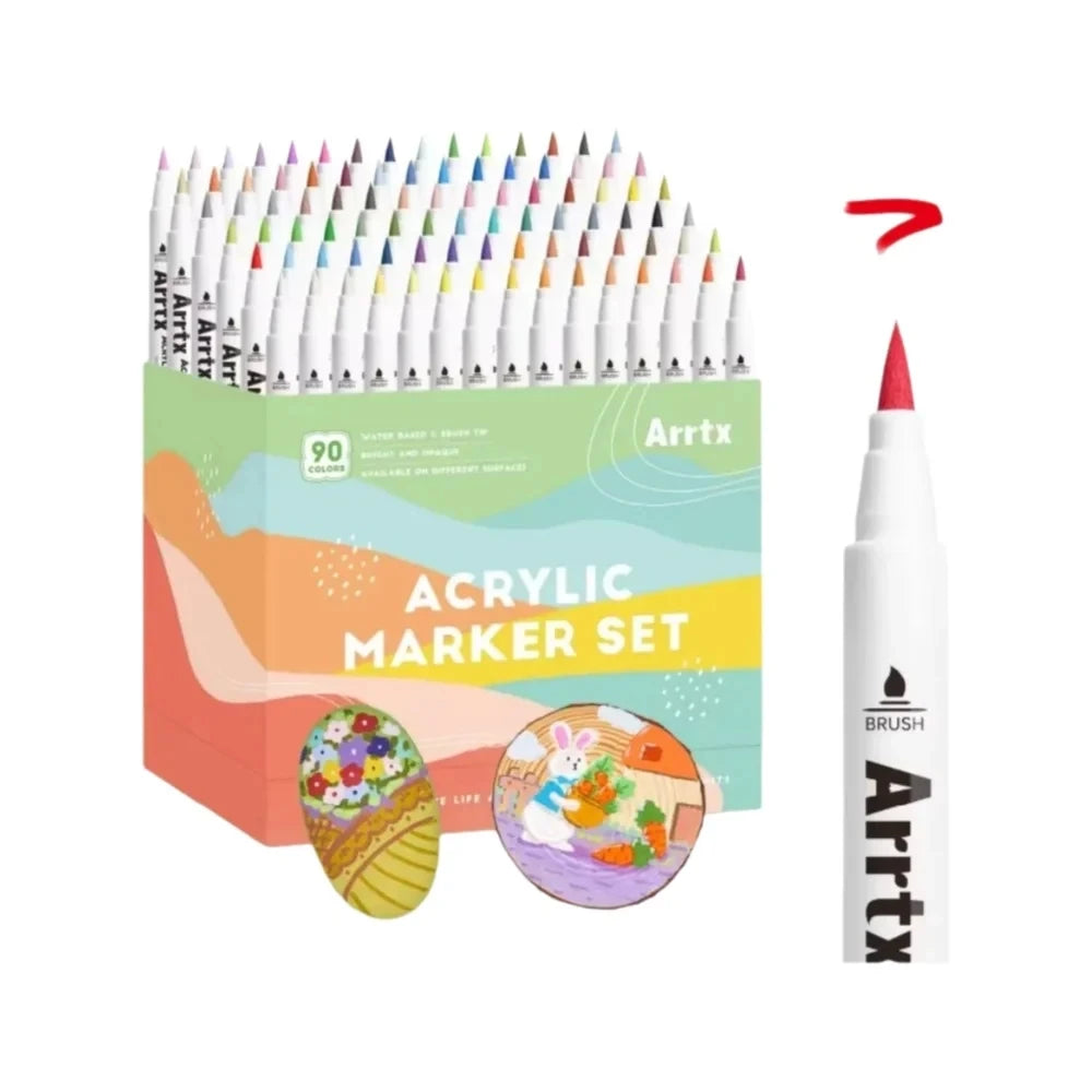 Arrtx Acrylic Paint Pens Paint Markers Pens for Artists Adults Coloring Drawing Scenery Landscape Natural- Brush Tip