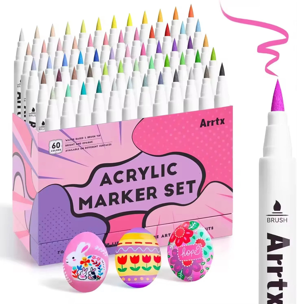 Arrtx Acrylic Paint Pens Paint Markers Pens for Artists Adults Coloring Drawing Scenery Landscape Natural- Brush Tip