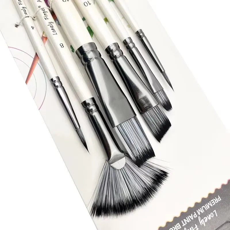 6/12pcs Acrylic Paint Brushes Set for Acrylic Oil Watercolor Gouache Artist Professional Painting Kits with Synthetic Nylon Tips