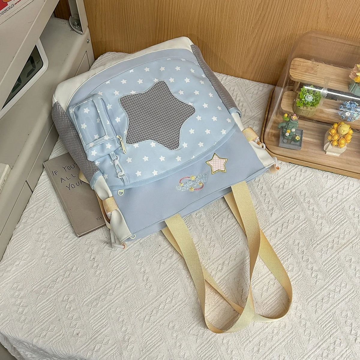 Blue Large Capacity Backpack for Elementary School Girls Dual Shoulder Lightweight Bookbag High Aesthetic Value School Bag