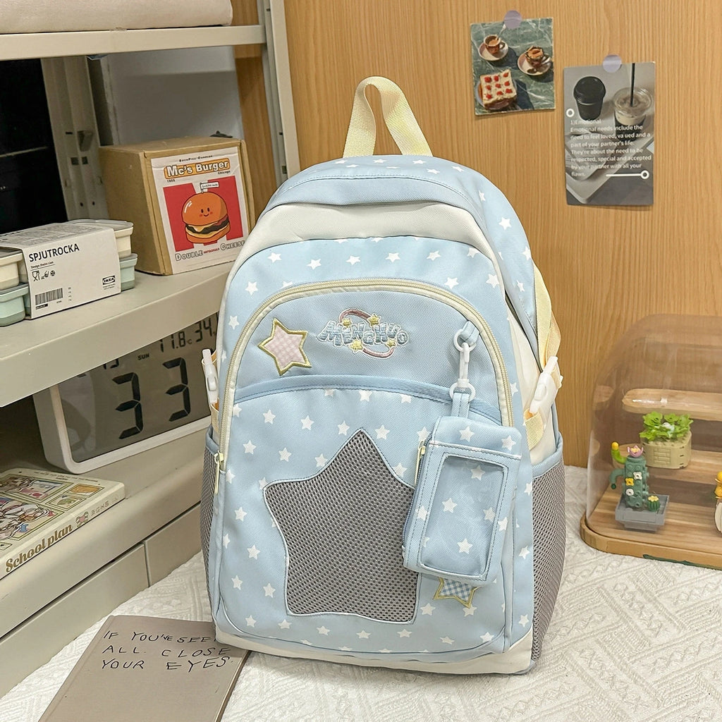 Blue Large Capacity Backpack for Elementary School Girls Dual Shoulder Lightweight Bookbag High Aesthetic Value School Bag