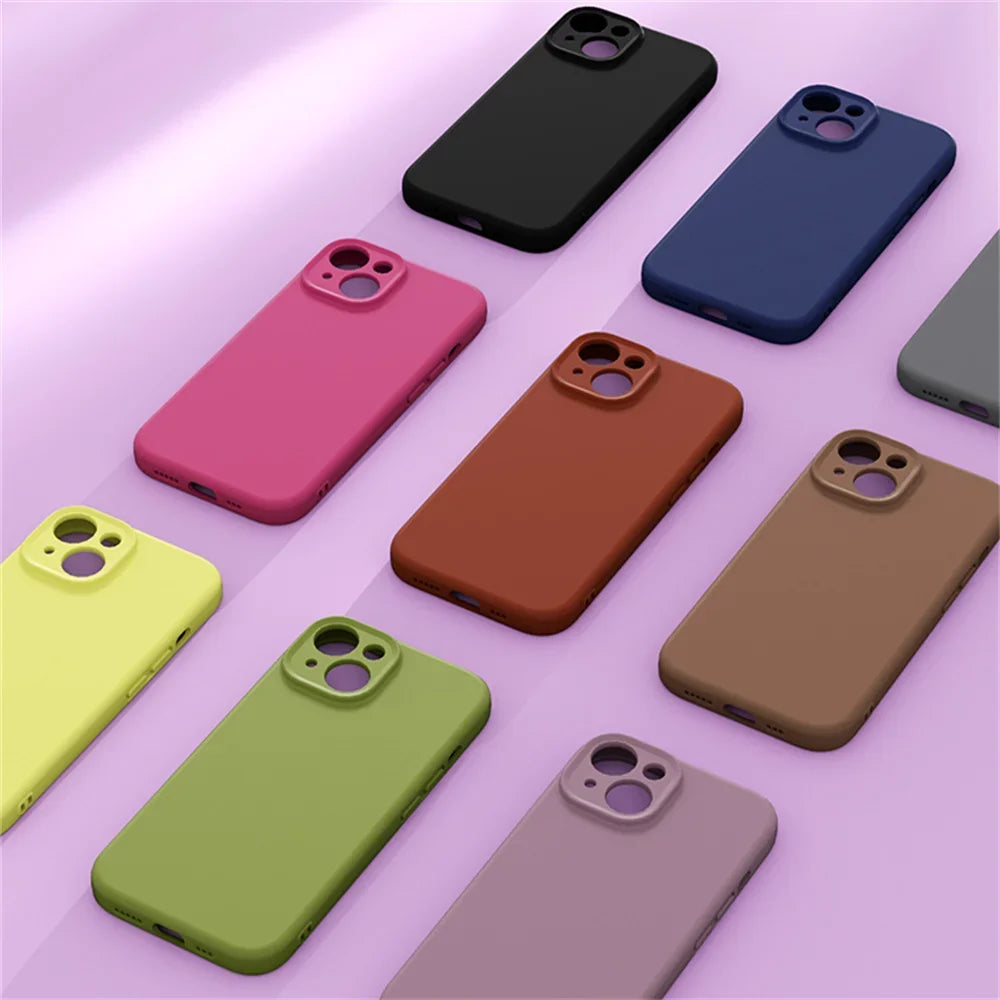 Liquid Silicone Case for iPhone 16 ProMax 15 Pro 14Pro Max 13 12 11 Magnetic wireless charging Soft Skin Smooth Cover Bumper