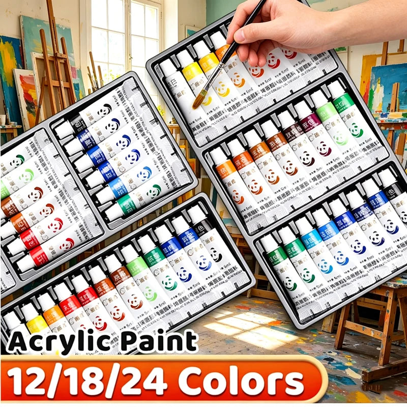 12/24/36 Colors Acrylic Paint Set 5ml/12ml Water-Proof Portable Art Rich Pigments for DlY Craft,Drawing,Painting,Canvas, Rock
