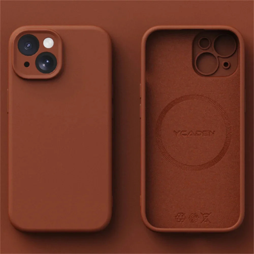 Liquid Silicone Case for iPhone 16 ProMax 15 Pro 14Pro Max 13 12 11 Magnetic wireless charging Soft Skin Smooth Cover Bumper